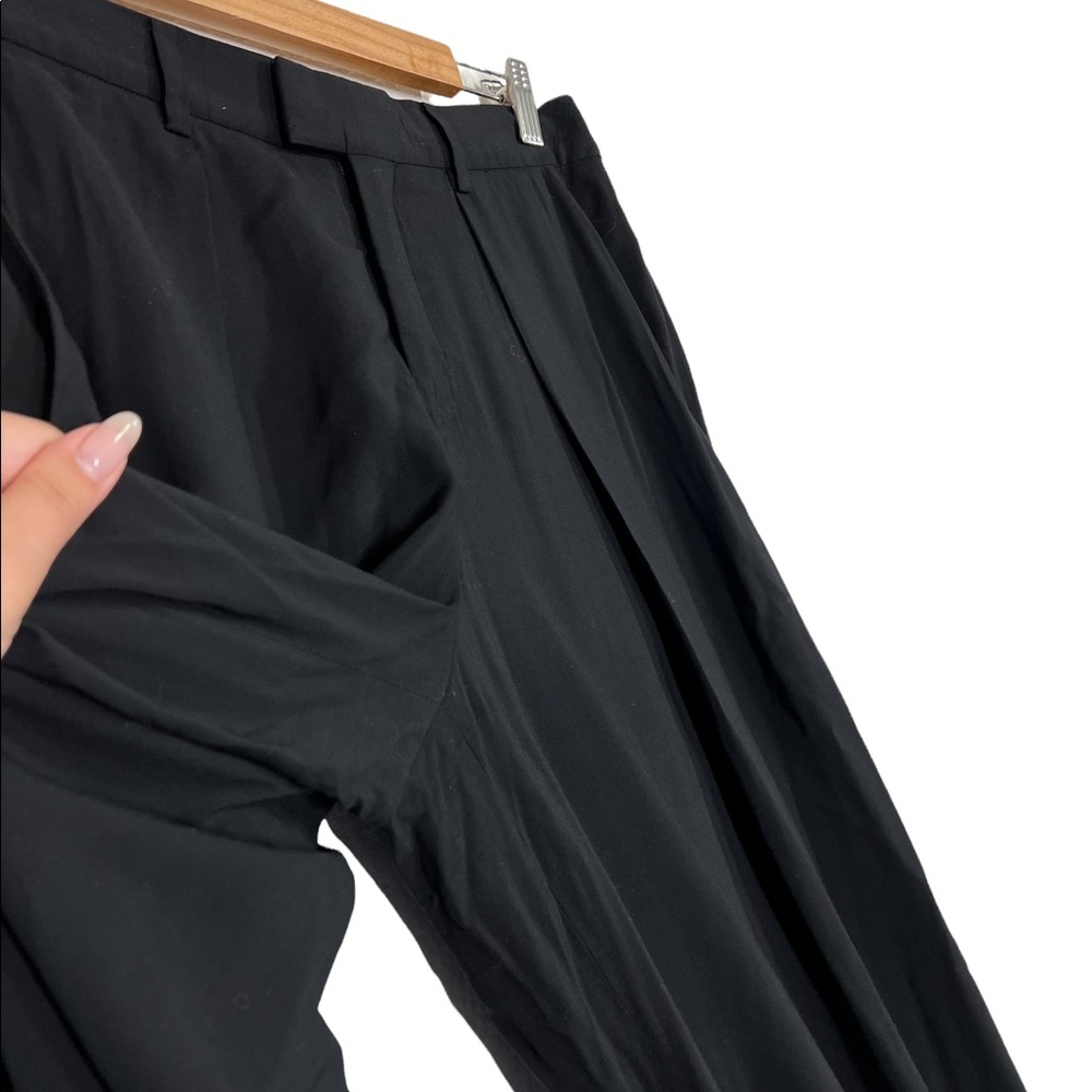 Helmut Lang Wide Leg Trouser Pants Silk Blend Black Front Pleat Women's size 10 - Picture 6 of 11